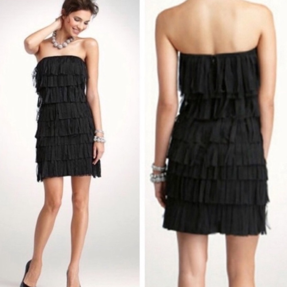Ann Taylor Black Fringe layered Dress size 0